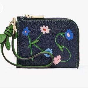 NWT Kate Spade In The Garden Card Case Floral Leather Wristlet